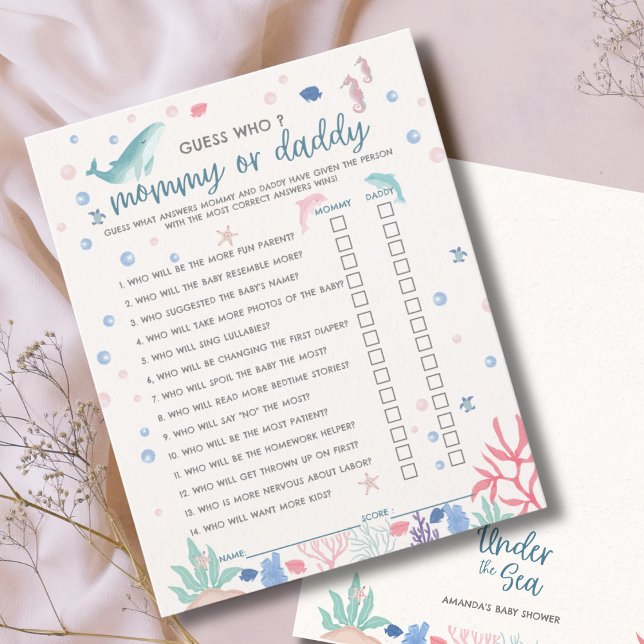 Onder het water mama of papa Baby shower Spelletje (Creator heeft geüpload)