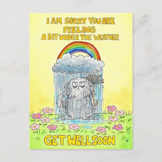 Onder het weer - Beterschap  Briefkaart (Voorkant)