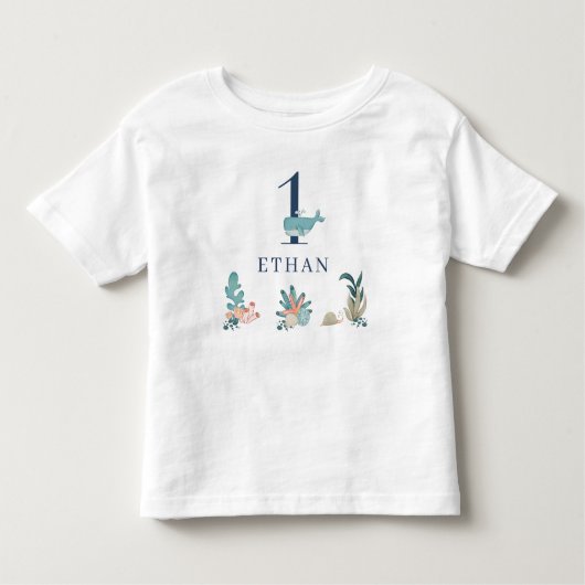 Onder het Zee 1e Baby Boy Schattigee Blauwe Waterv Kinder Shirts (Voorkant)