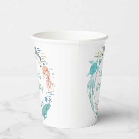 Onder het Zee 1e Verjaardag Papieren Bekers (Rechts)