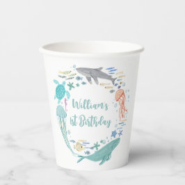 Onder het Zee 1e Verjaardag Papieren Bekers