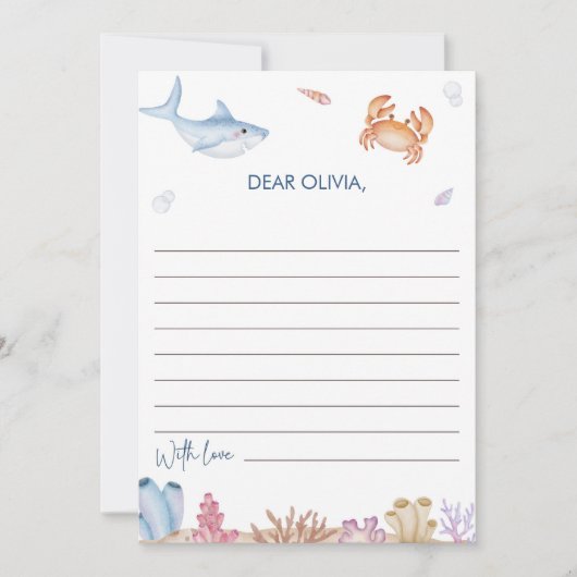 Onder het Zee 1e Verjaardag Tijd Capsule Notecard Kaart (Voorkant)