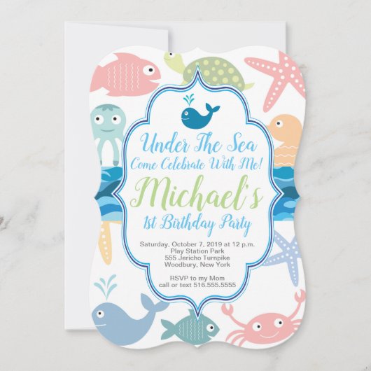 Onder het Zee 1e Verjaardag Vis, Kaart (Voorkant)