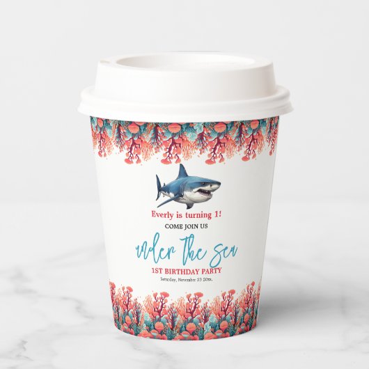 Onder het Zee 1e Verjaardagsfeest Papieren Bekers (Achterkant)