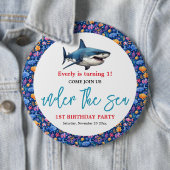 Onder het Zee 1e Verjaardagsfeest Ronde Button 6,0 Cm (In situ)