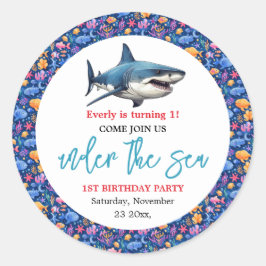 Onder het Zee 1e Verjaardagsfeest Ronde Sticker
