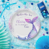 Onder het Zee 1e Verjaardagsfeest Schattige Roze B Papieren Bordje (Feest)