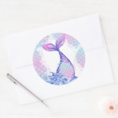 Onder het Zee 1e Verjaardagsfeest Schattige Roze B Ronde Sticker (Envelop)