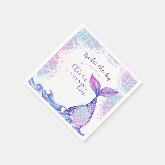 Onder het Zee 1e Verjaardagsfeest Schattige Roze B Servet (Hoek)