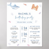 Onder het Zee 1e verjaardagsfeestje mijlpaal teken Poster (Voorkant)