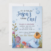 Onder het Zee 1e Verjaardagsuitnodiging met Foto Kaart (Voorkant)