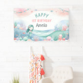 Onder-het-Zee 1e Verjaardagsviering Zeemeermin Spandoek (Insitu)