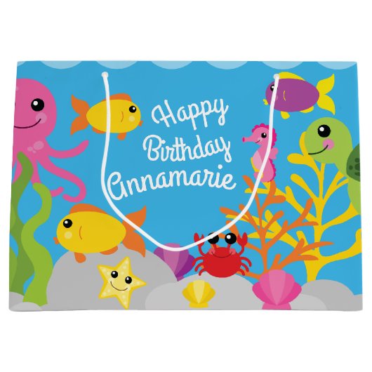 Onder het Zee 1st Birthday Gift Bag Groot Cadeauzakje (Voorkant)