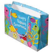 Onder het Zee 1st Birthday Gift Bag Groot Cadeauzakje (Achterkant Gekanteld)