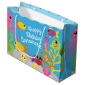 Onder het Zee 1st Birthday Gift Bag Groot Cadeauzakje (Voorkant Gekanteld)