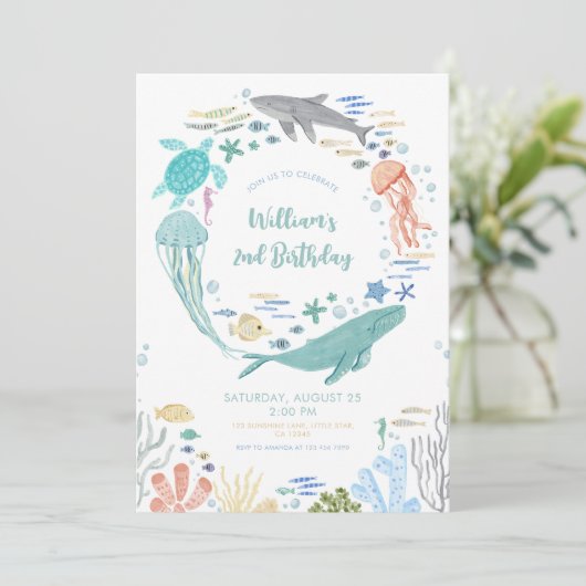 Onder het Zee 2e verjaardag Kaart (Staand voorkant)