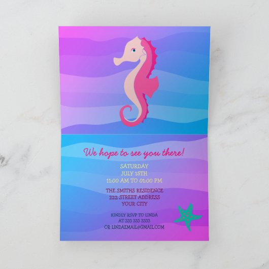 Onder het Zee 3e verjaardag roze Paarse zeemeermin (Binnen)