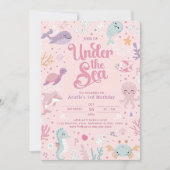 Onder het Zee 3e verjaardag uitnodiging meisje peu (Voorkant)