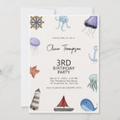 Onder het Zee 3e Verjaardagsfeestuitnodiging Kaart (Voorkant)