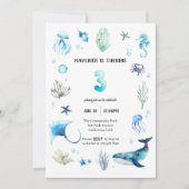 Onder het Zee 3e verjaardagsuitnodiging Kaart (Voorkant)