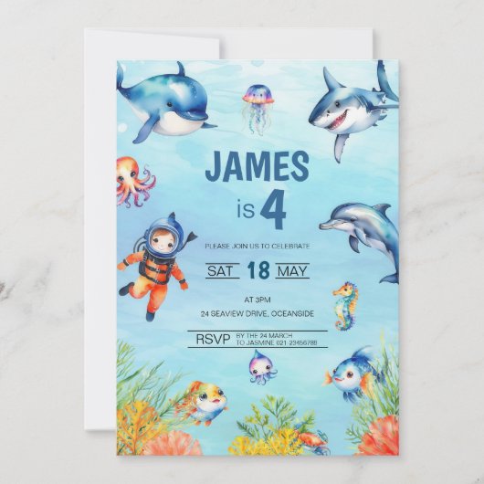 Onder het Zee 4e verjaardag Kaart (Voorkant)