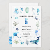 Onder het Zee 5e verjaardagsuitnodiging Kaart (Voorkant / Achterkant)