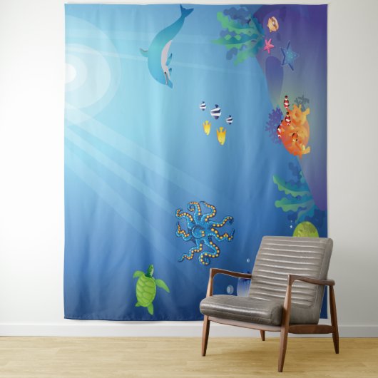 Onder het Zee achtergrond voor kinderen Wandkleed (In situ)
