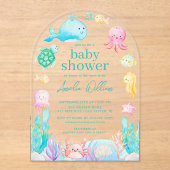 Onder het Zee Adventure Baby shower Acryl Uitnodigingen (Voorkant)