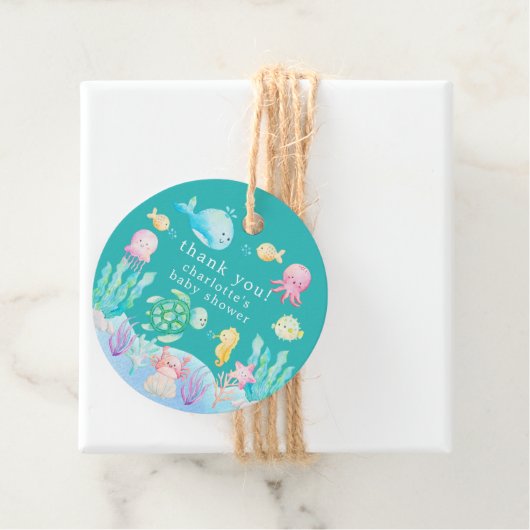 Onder het Zee Adventure Baby shower Bedankjes Labels (In situ)