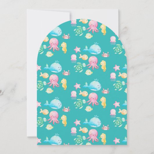 Onder het Zee Adventure Baby shower Kaart (Achterkant)
