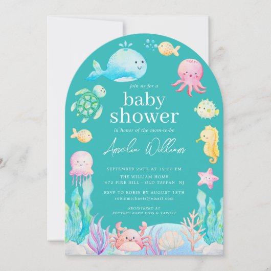 Onder het Zee Adventure Baby shower Kaart (Voorkant)