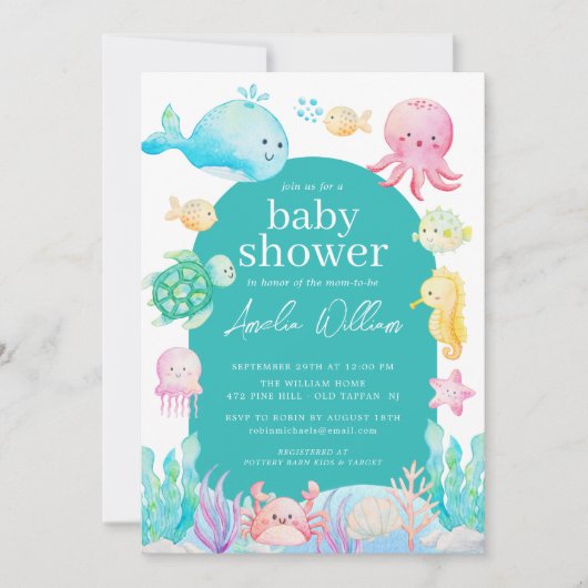 Onder het Zee Adventure Baby shower Kaart (Voorkant)