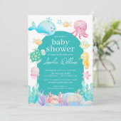 Onder het Zee Adventure Baby shower Kaart (Staand voorkant)