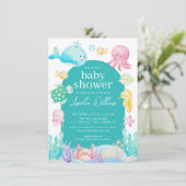 Onder het Zee Adventure Baby shower Kaart (Staand voorkant)