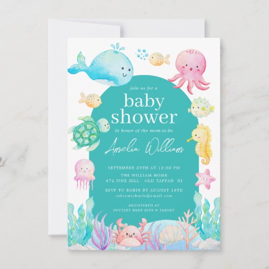 Onder het Zee Adventure Baby shower Kaart (Voorkant)