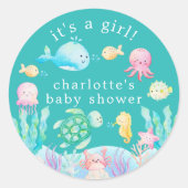 Onder het Zee Adventure Baby shower Ronde Sticker (Voorkant)