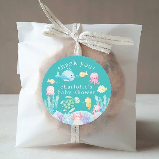 Onder het Zee Adventure Baby shower Ronde Sticker