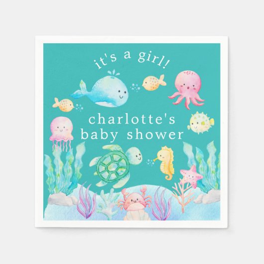 Onder het Zee Adventure Baby shower Servet (Voorkant)