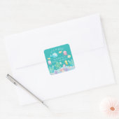 Onder het Zee Adventure Baby shower Vierkante Sticker (Envelop)