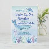 Onder het Zee Adventure kids Verjaardagsuitnodigin Kaart (Staand voorkant)