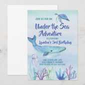 Onder het Zee Adventure kids Verjaardagsuitnodigin Kaart (Voorkant / Achterkant)