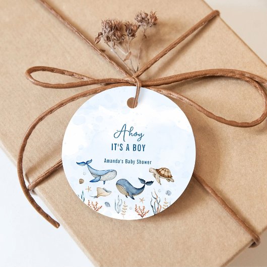 Onder het zee Ahoy Het is een Boy Baby shower Bedankjes Labels