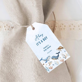 Onder het zee Ahoy Het is een Boy Baby shower Cadeaulabel