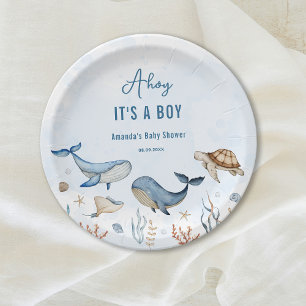 Onder het zee Ahoy Het is een Boy Baby shower Papieren Bordje