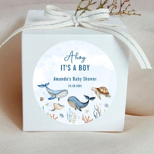 Onder het zee Ahoy Het is een Boy Baby shower Ronde Sticker