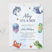 Onder het Zee Ahoy is het een Boy Blue Baby shower Kaart (Voorkant)