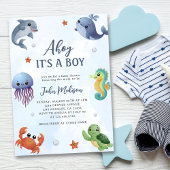 Onder het Zee Ahoy is het een Boy Blue Baby shower Kaart
