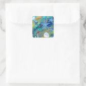 Onder het Zee Anemones Starfish Jellyfish Blue Kin Vierkante Sticker (Tas)