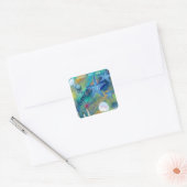 Onder het Zee Anemones Starfish Jellyfish Blue Kin Vierkante Sticker (Envelop)