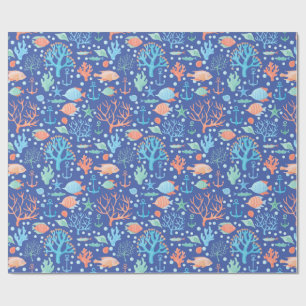 Onder het Zee Angel Fish Coral Anchor Nautical Bl. Cadeaupapier